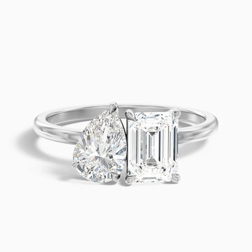 Cecelia Toi Et Moi Moissanite Ring With Pear And Emerald Cut Diamonds