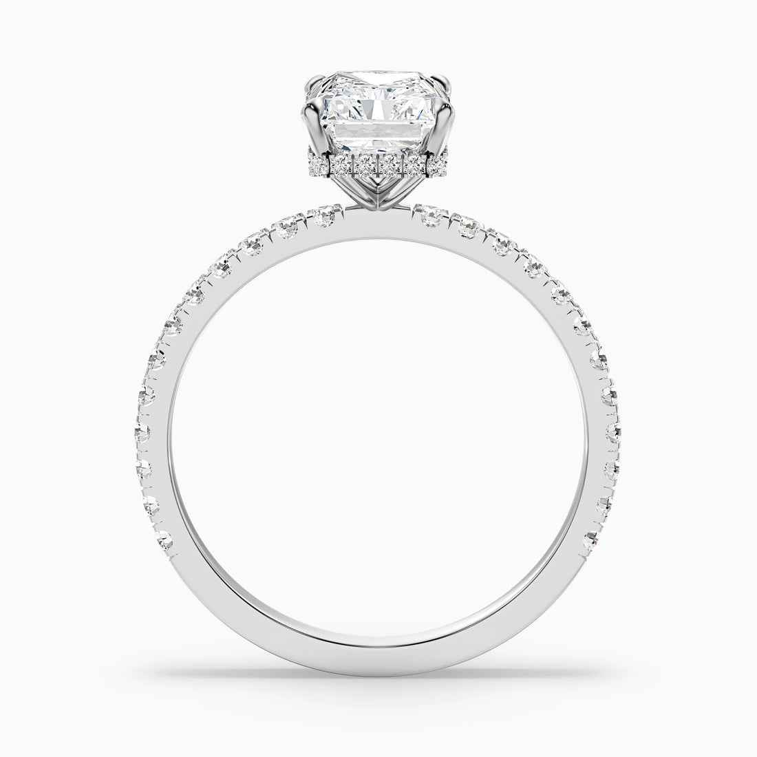 Adalina Radiant Cut Hidden Halo Pave Moissanite Diamond Ring