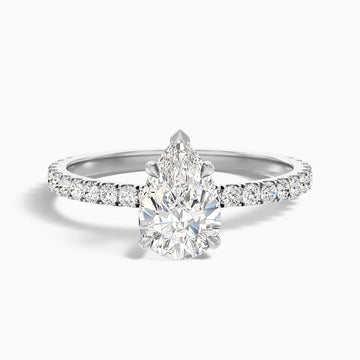 Clarita Pear Side Stone Pave Lab Grown Diamond Ring