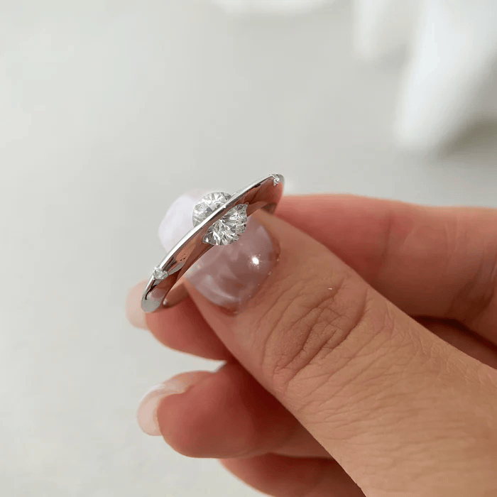 360° Rotating Diamond Spinner Ring  Unique Twist Engagement Ring